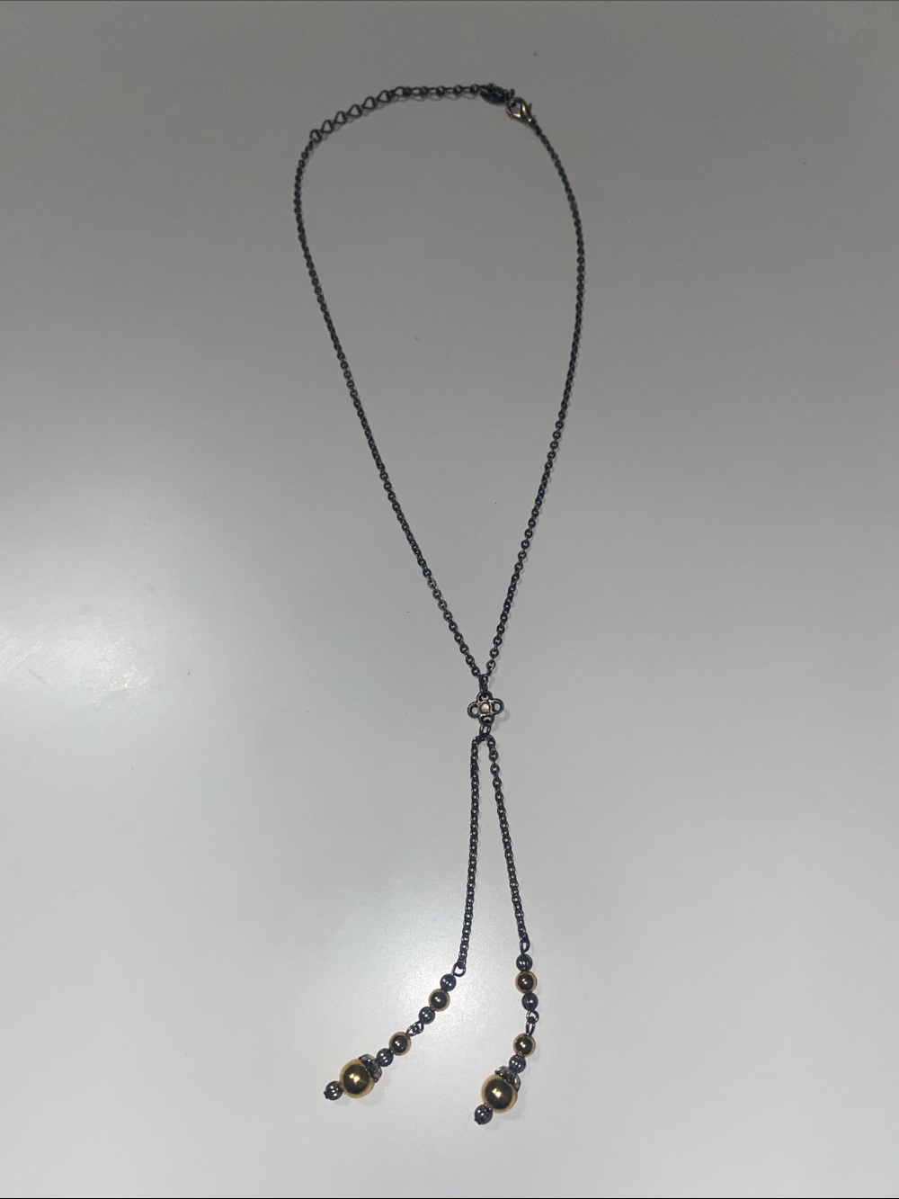 Delicate Two-Tone Y Necklace - Silver and Gold